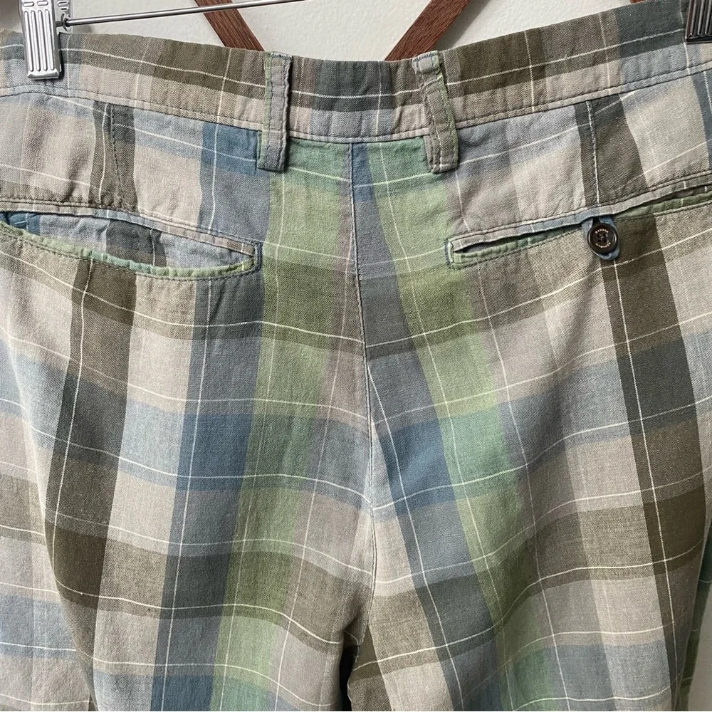 Banana Republic Linen Check Plaid Shorts